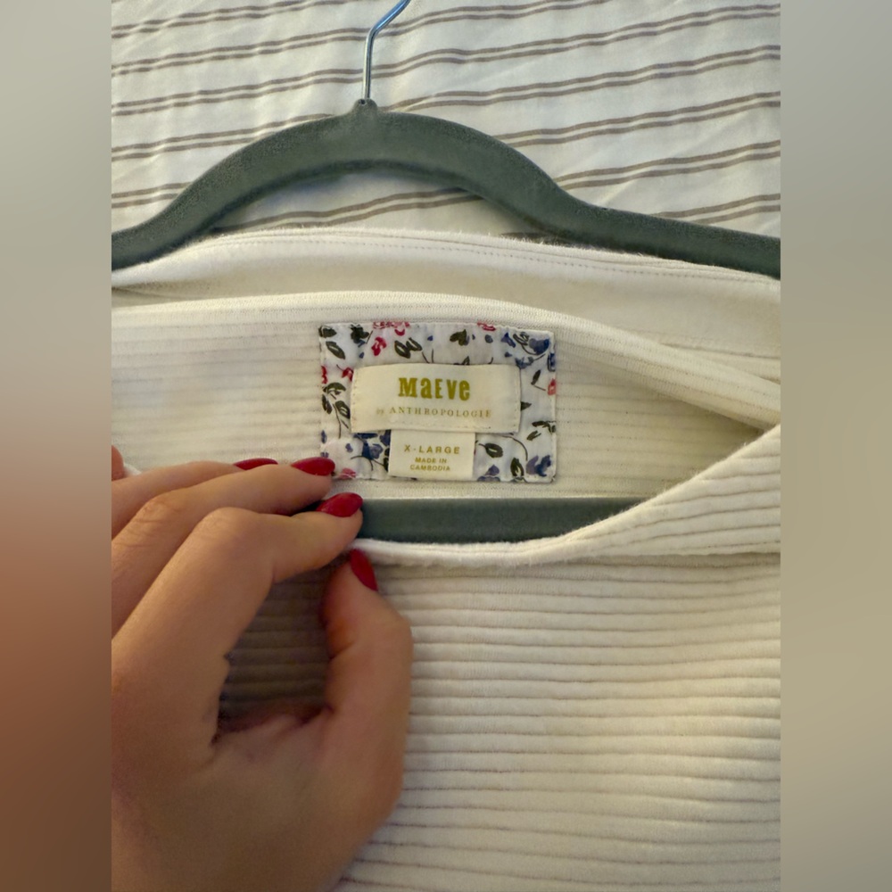 Maeve Cream Ribbed Knit Top - Picture 2 of 2